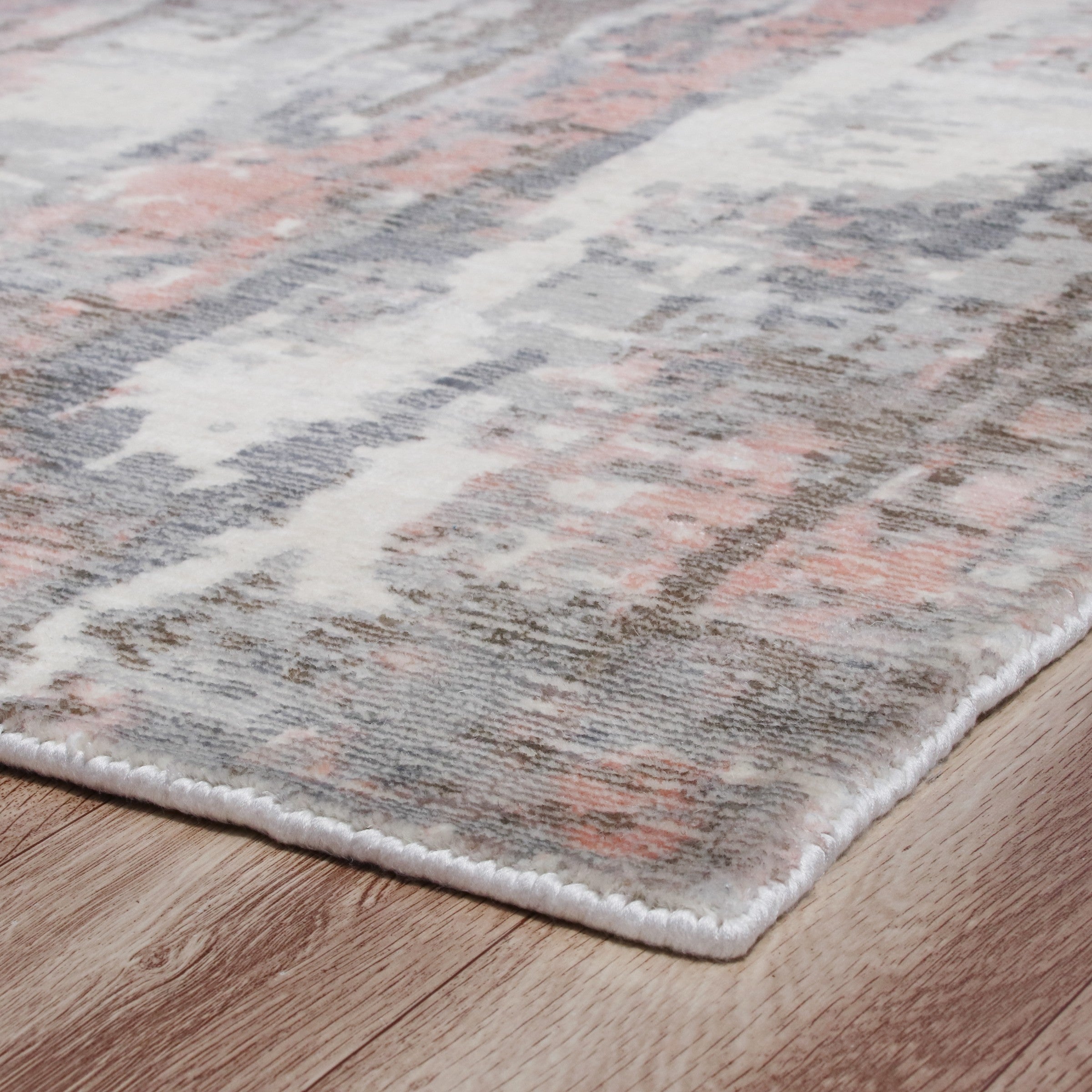6' x 9' Gray and Pink Abstract Hand Loomed Area Rug