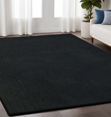 5' x 7' Black Shag Hand Tufted Area Rug