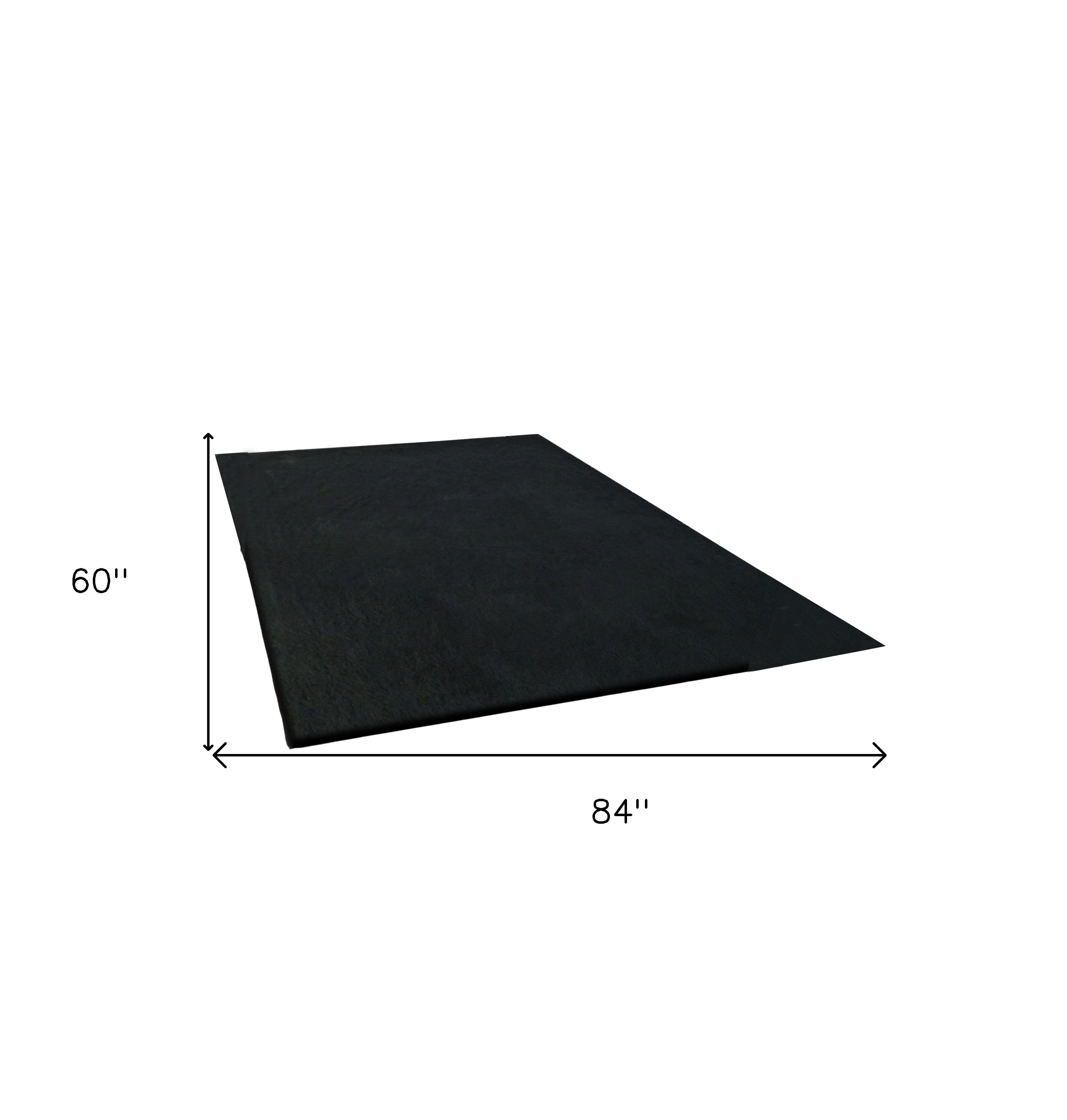 5' x 7' Black Shag Hand Tufted Area Rug