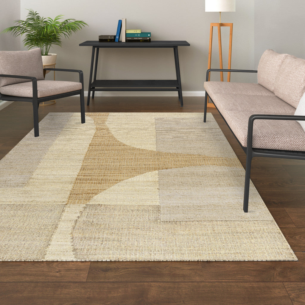 10' x 14' Natural and Ivory Abstract Hand Woven Area Rug