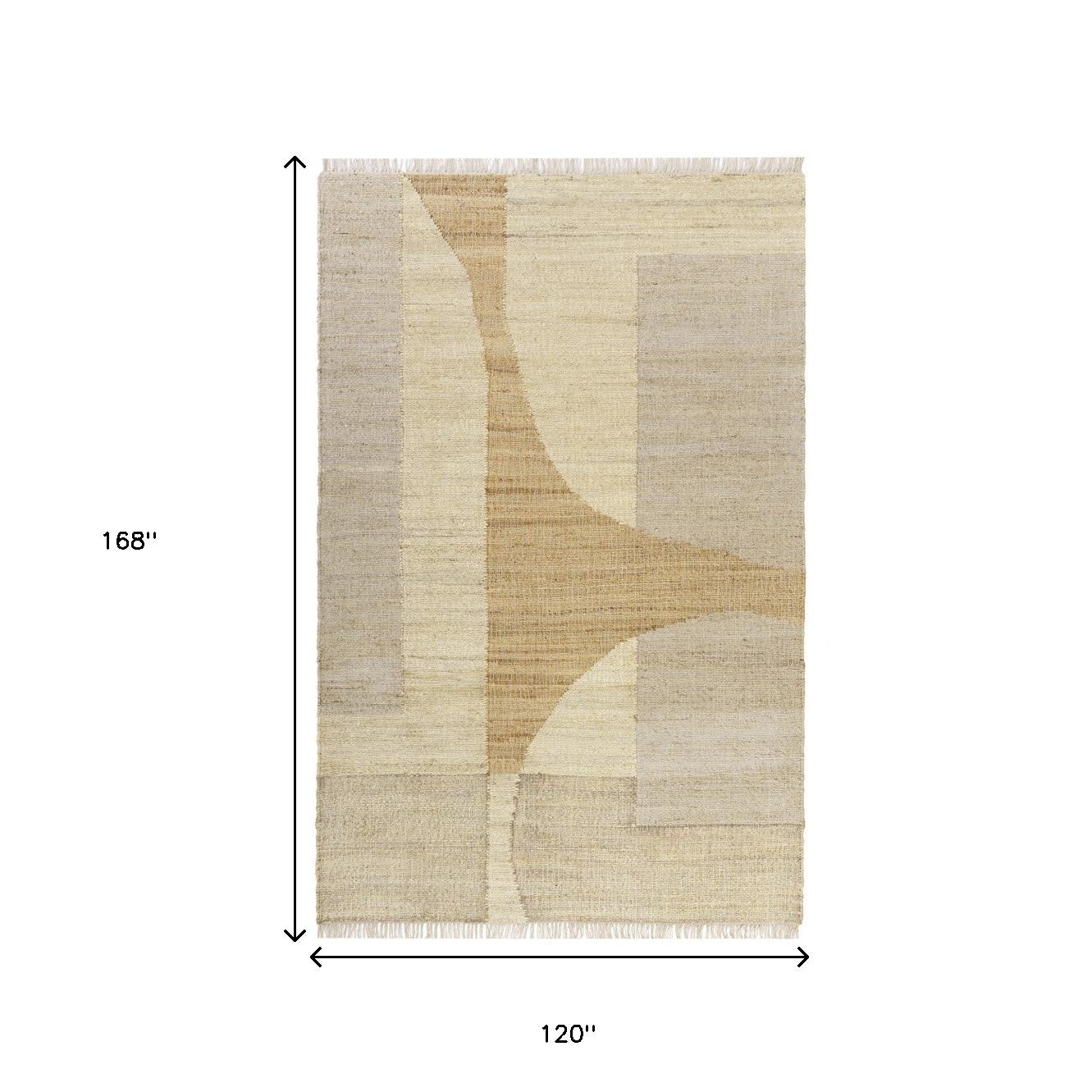 10' x 14' Natural and Ivory Abstract Hand Woven Area Rug