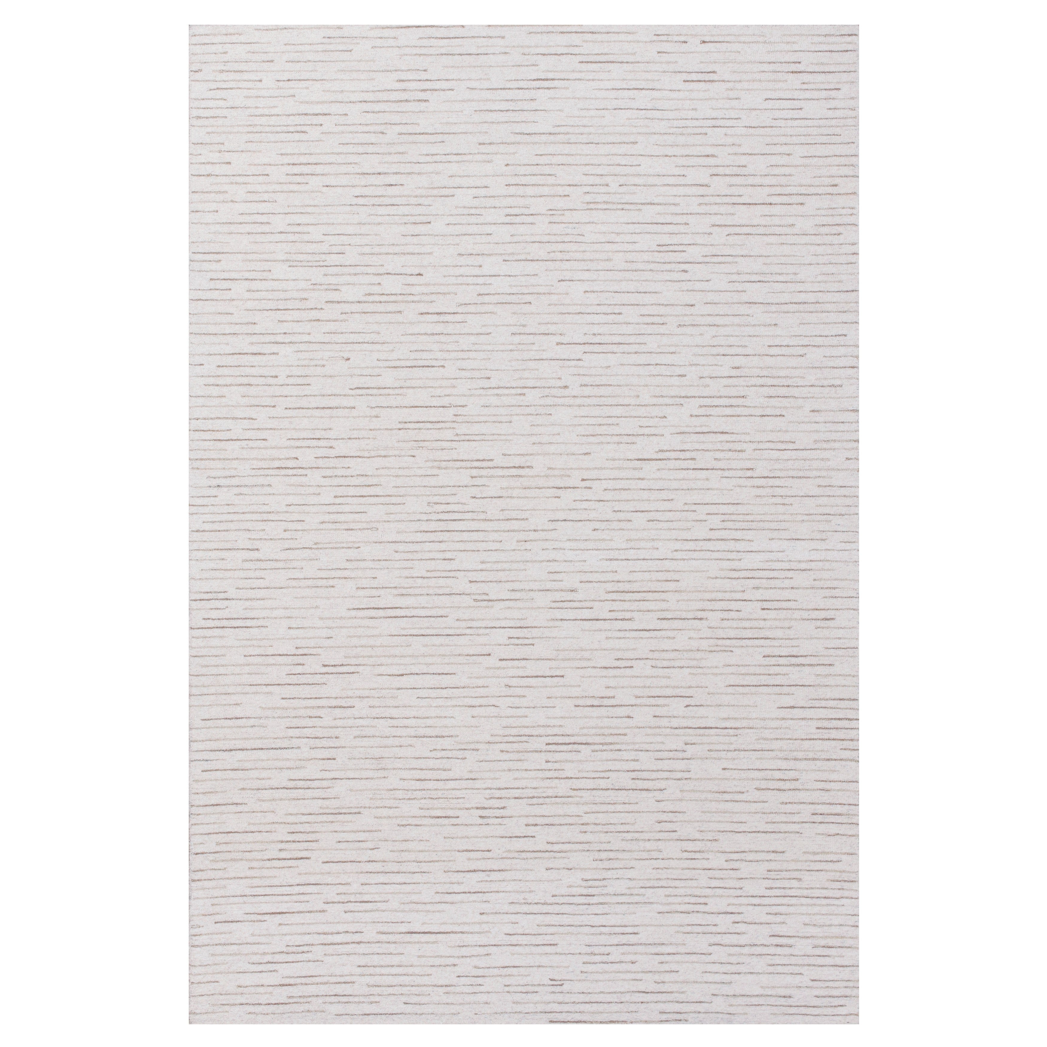 5' x 8' Beige and Ivory Wool Striped Hand Tufted Area Rug