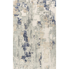 5' x 8' Blue and Beige Abstract Area Rug