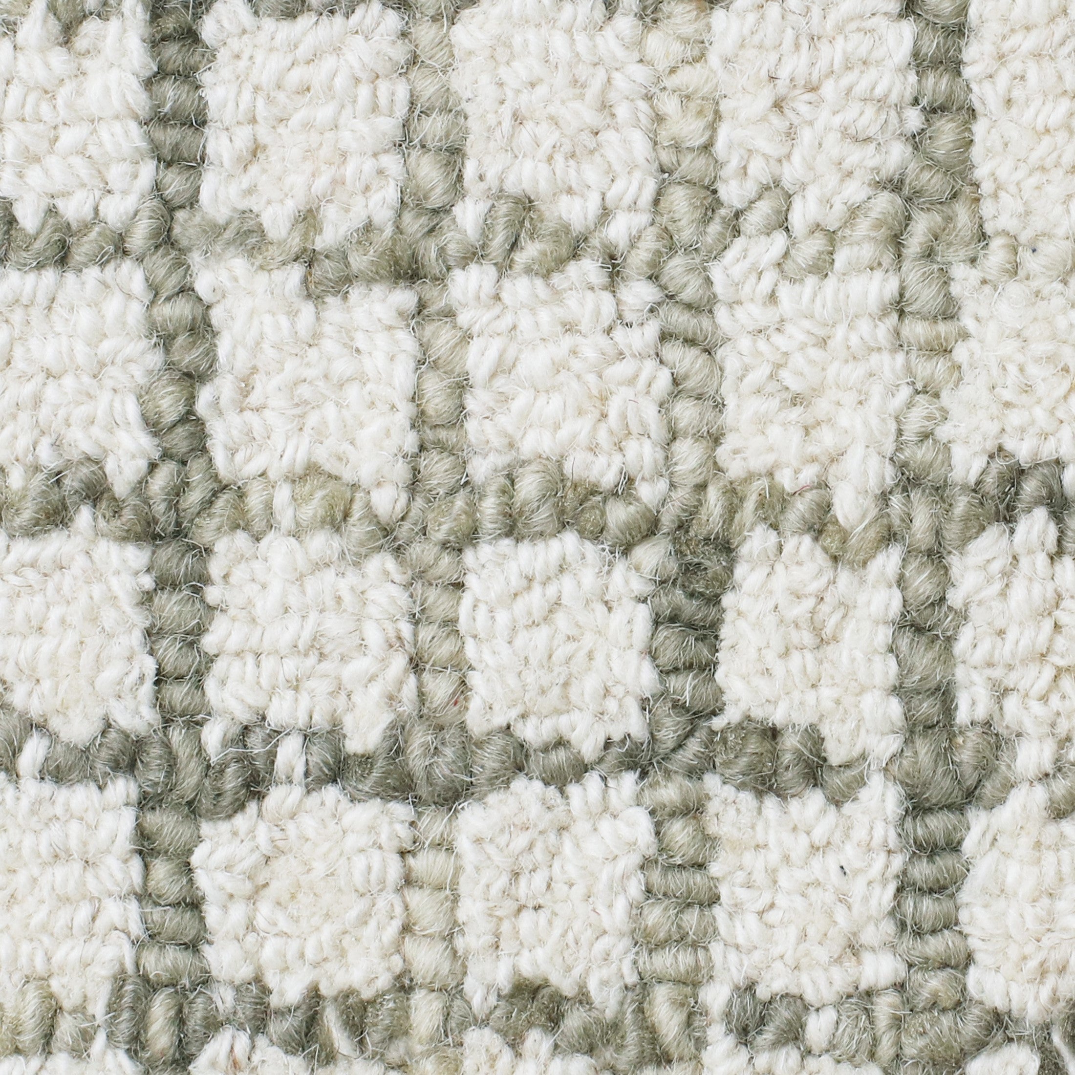 8' Runner Gray and Ivory Wool Checkered Hand Hooked Runner Rug