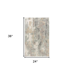 2' x 3' Gray and Beige Abstract Area Rug