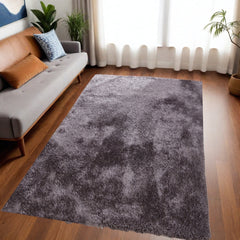 5' x 7' Gray Shag Hand Tufted Area Rug