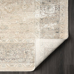 8' x 10' Beige and Ivory Floral Area Rug