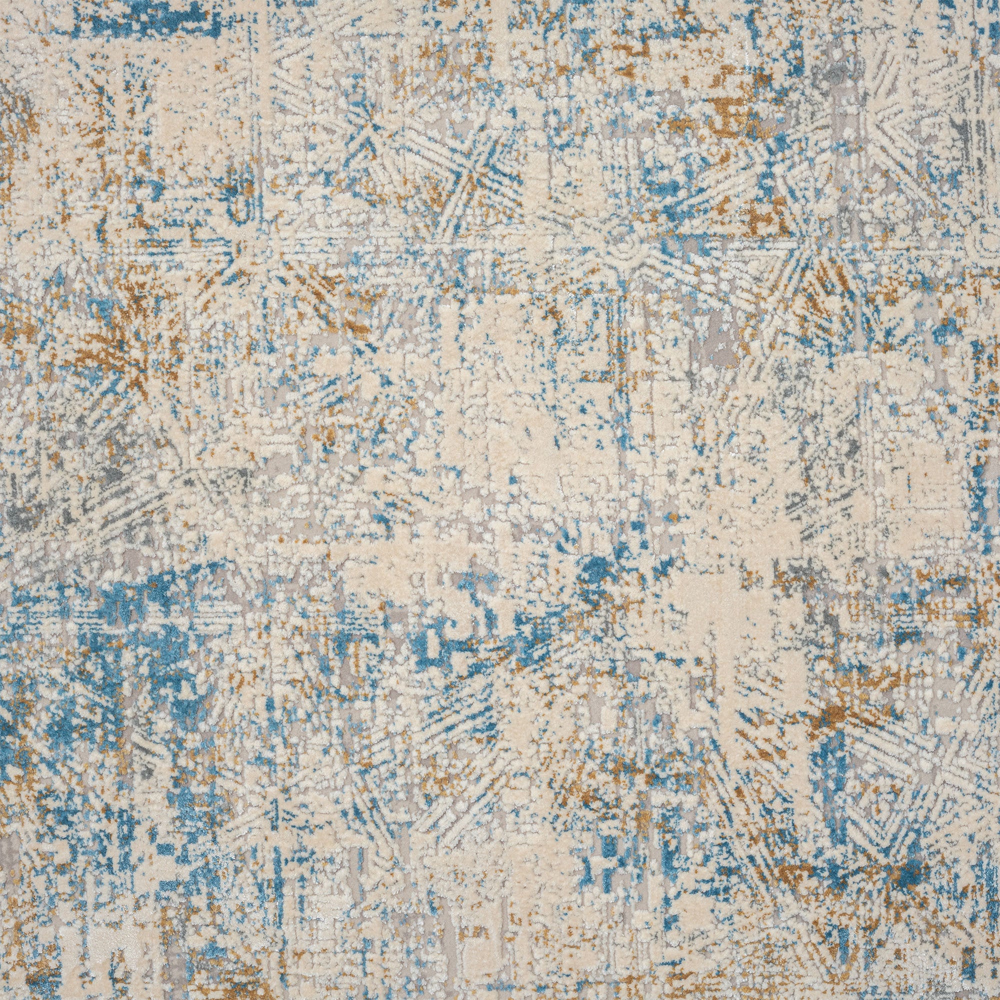 2' x 3' Blue and Ivory Abstract Area Rug