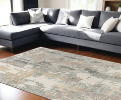 8' x 10' Gray and Beige Abstract Area Rug