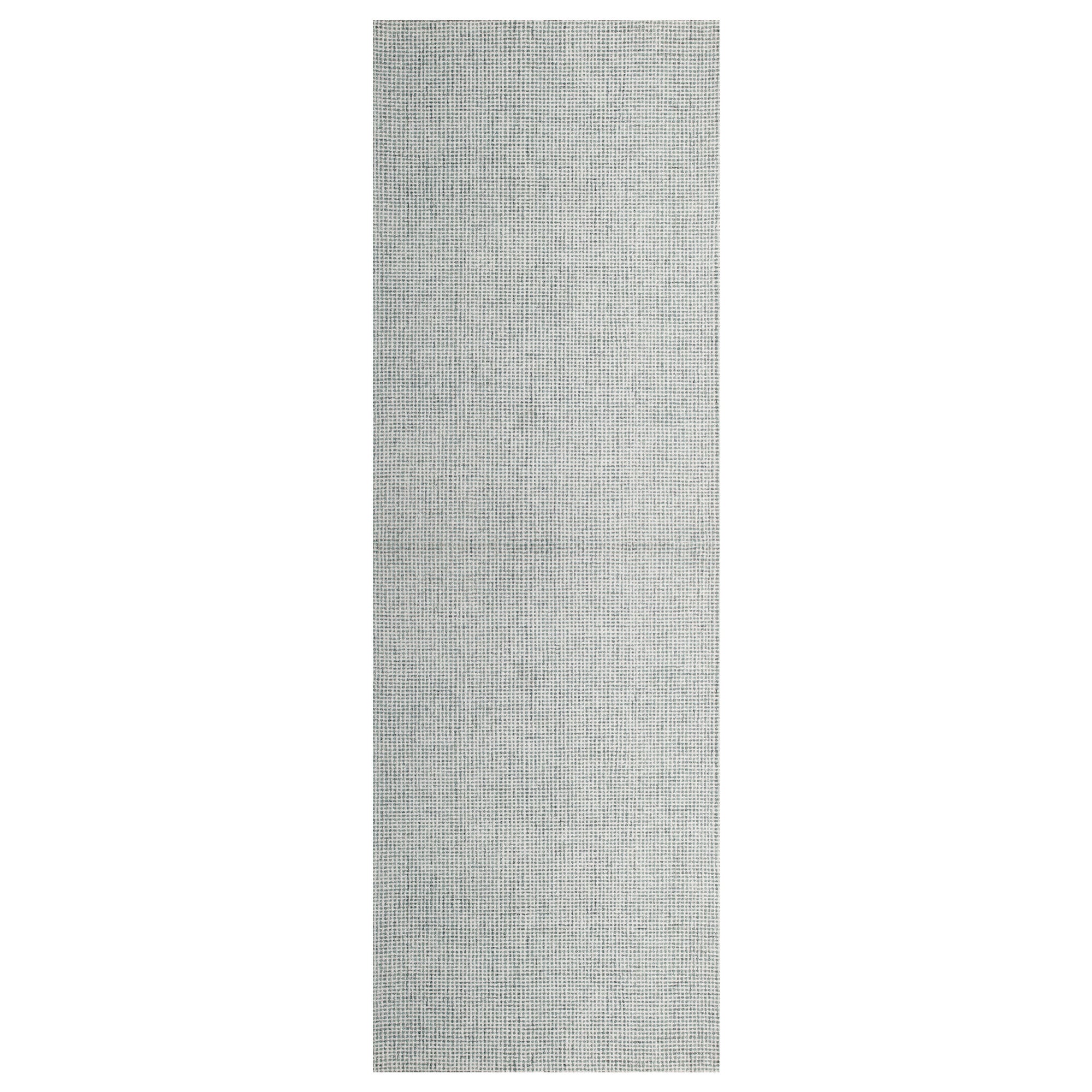 8' Runner Green and Ivory Wool Checkered Hand Tufted Runner Rug