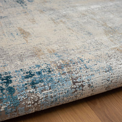 9' x 12' Blue and Ivory Abstract Area Rug
