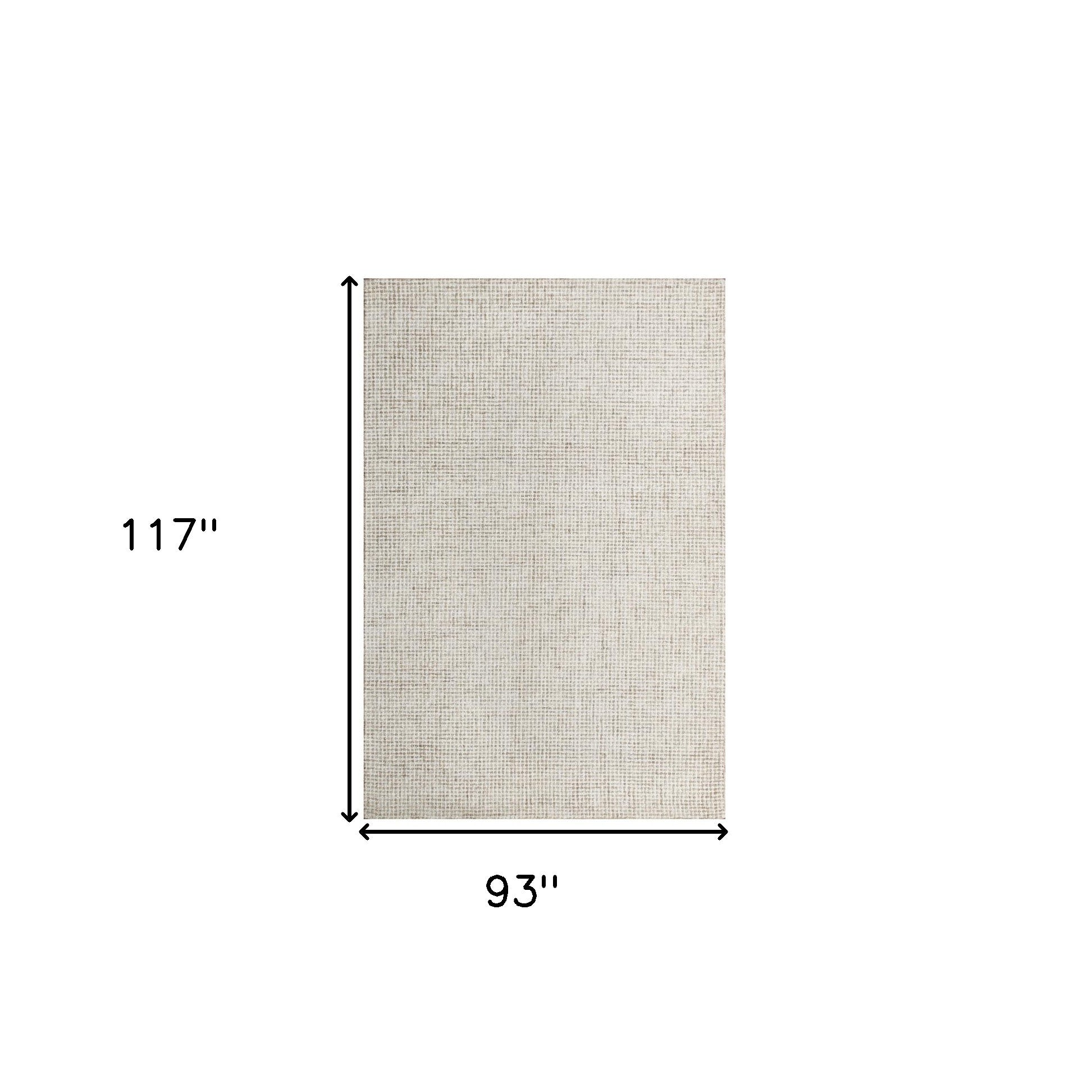 8' x 10' Beige and Ivory Wool Checkered Hand Tufted Area Rug