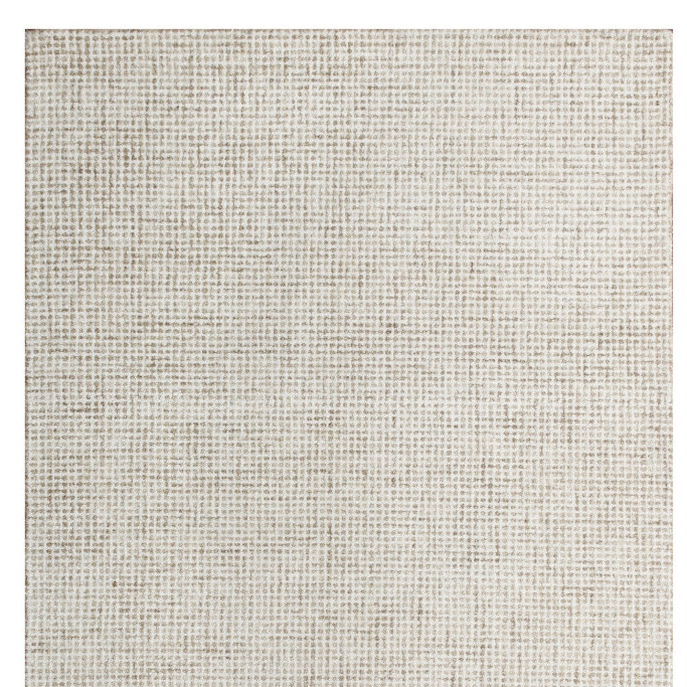 8' x 10' Beige and Ivory Wool Checkered Hand Tufted Area Rug