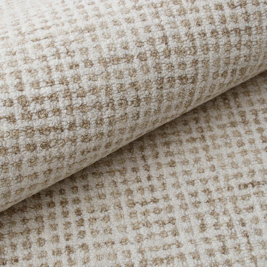 8' x 10' Beige and Ivory Wool Checkered Hand Tufted Area Rug