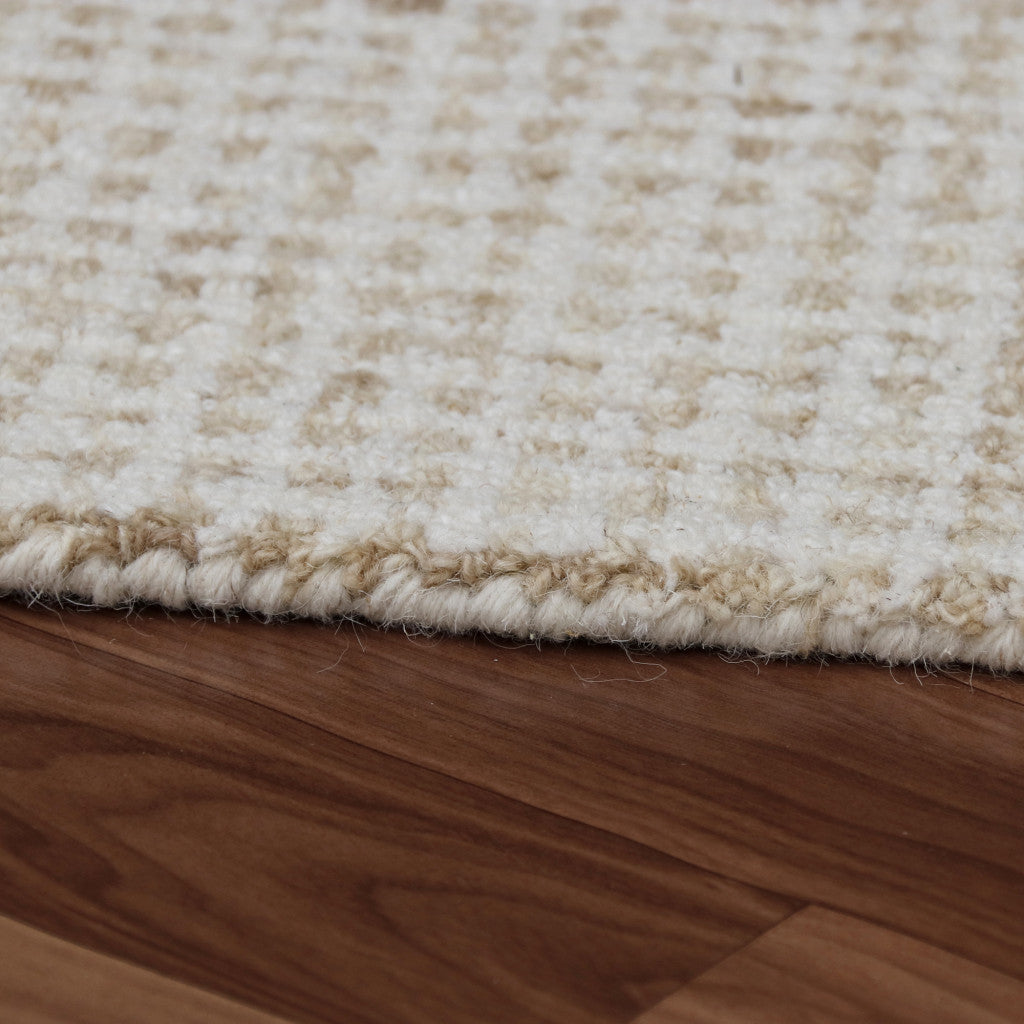 8' x 10' Beige and Ivory Wool Checkered Hand Tufted Area Rug