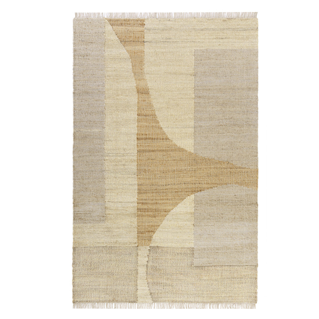 5' x 8' Natural and Ivory Abstract Hand Woven Area Rug