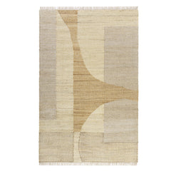 5' x 8' Natural and Ivory Abstract Hand Woven Area Rug