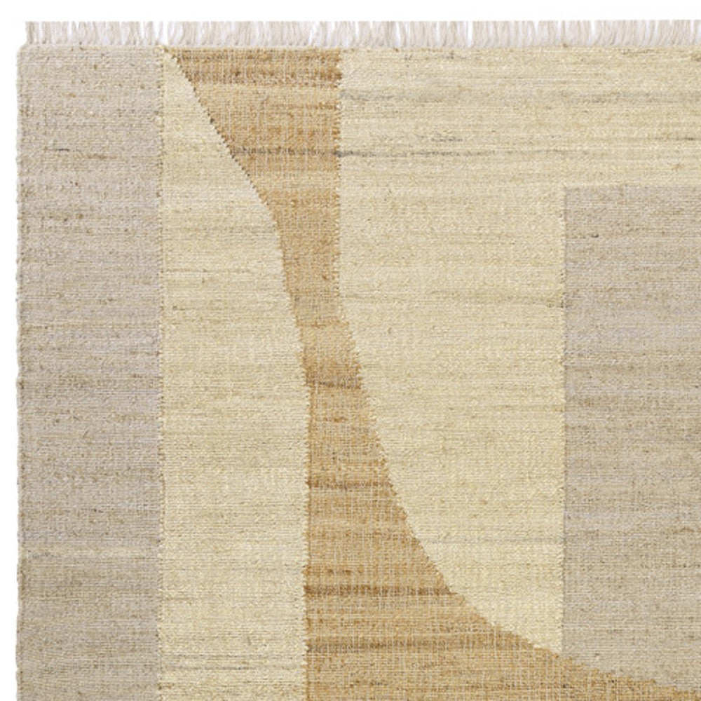 5' x 8' Natural and Ivory Abstract Hand Woven Area Rug