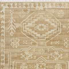 9' x 12' Natural and Ivory Medallion Hand Woven Area Rug
