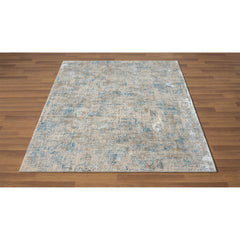 8' x 10' Blue and Ivory Abstract Area Rug