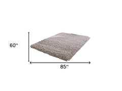 5' x 7' Beige Shag Hand Tufted Area Rug