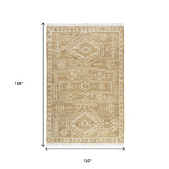 10' x 14' Natural and Ivory Medallion Hand Woven Area Rug