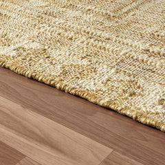 10' x 14' Natural and Ivory Medallion Hand Woven Area Rug