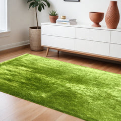 8' x 11' Lime Green Shag Hand Tufted Area Rug