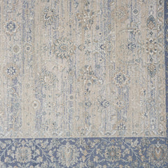 9' x 12' Blue and Beige Floral Area Rug