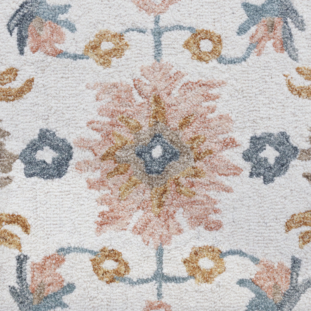 8' x 10' Blue and Ivory Wool Floral Hand Tufted Area Rug