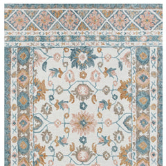 8' x 10' Blue and Ivory Wool Floral Hand Tufted Area Rug