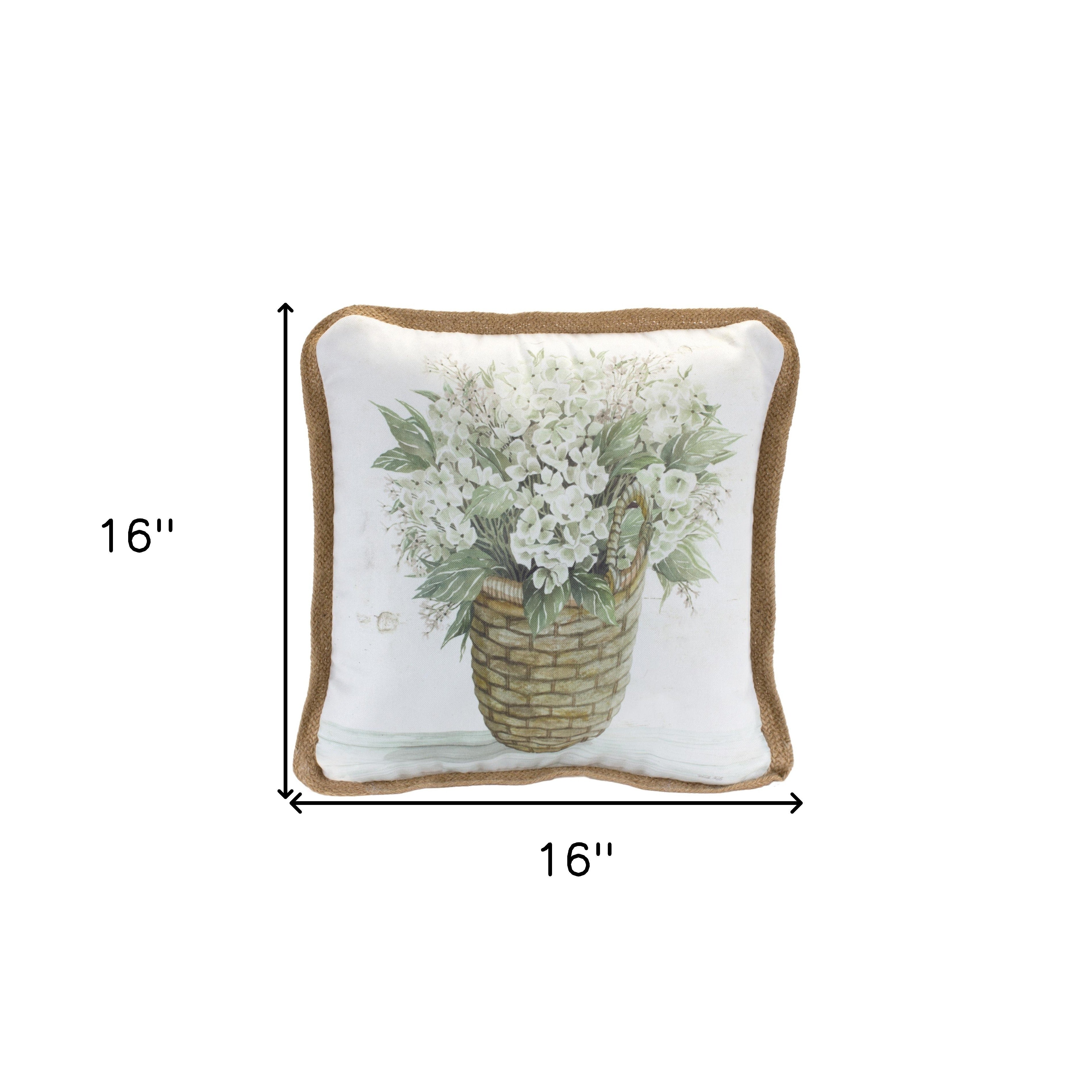 Set of Two Beige and Green Floral Polyester Blend Throw Pillows