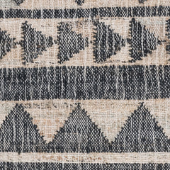 8' Black and Ivory Geometric Hand Woven Runner Rug With Fringe