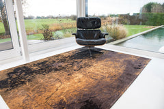7' x 9' Yellow and Brown Abstract Non Skid Area Rug