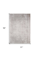 3' X 5' Gray and White Chevron Non Skid Area Rug