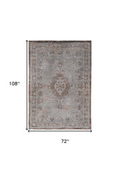 7' x 9' Gray and Beige Medallion Non Skid Area Rug