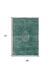 5' x 7' Gray and Green Medallion Non Skid Area Rug