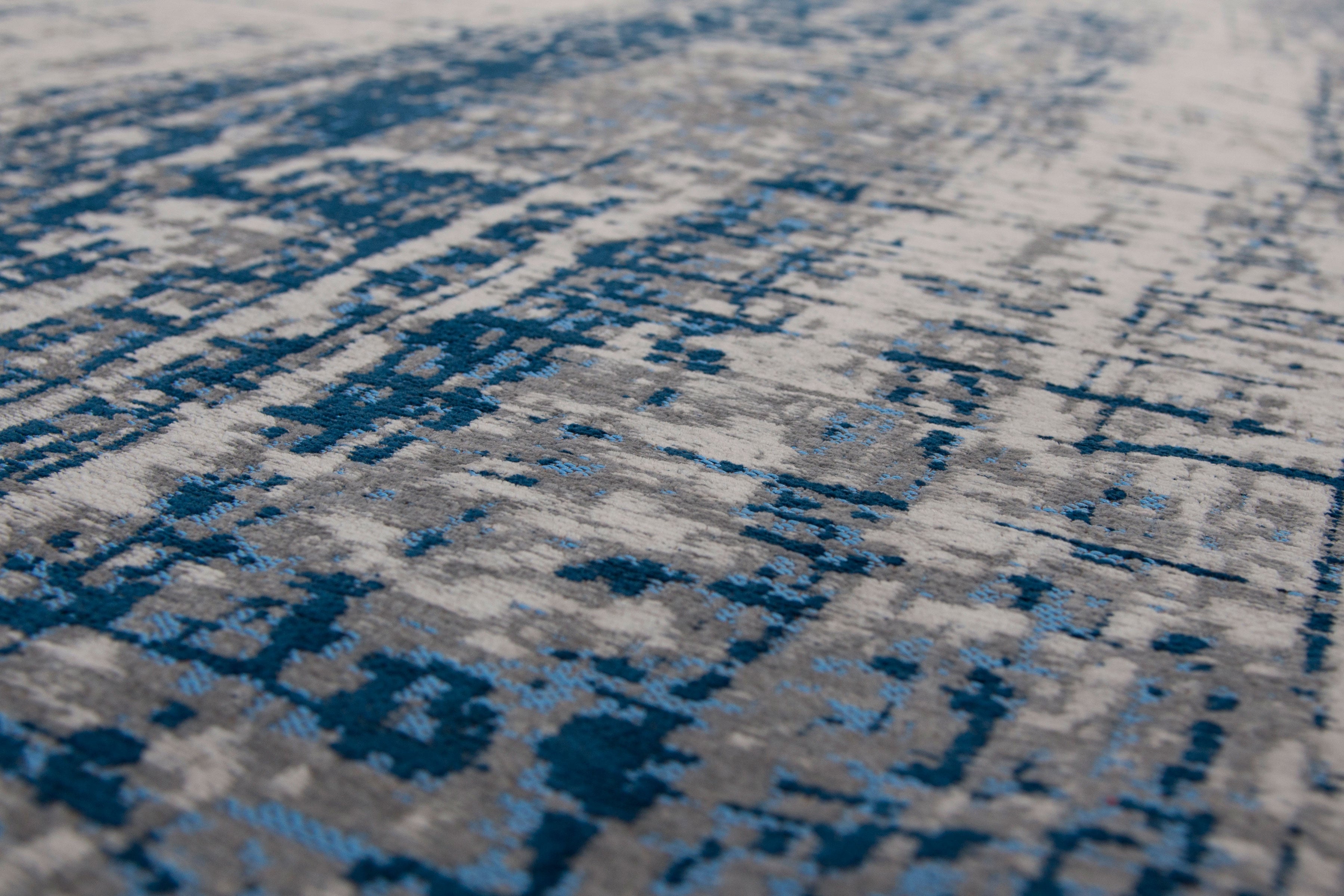 5' x 7' Blue and Gray Abstract Non Skid Area Rug