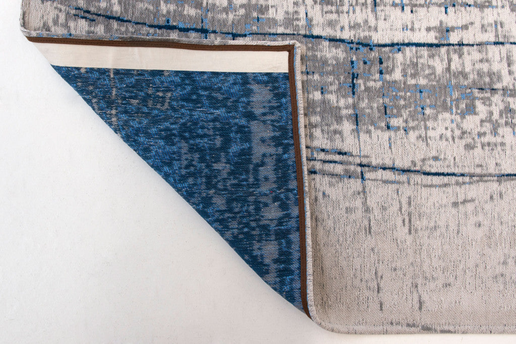5' x 7' Blue and Gray Abstract Non Skid Area Rug