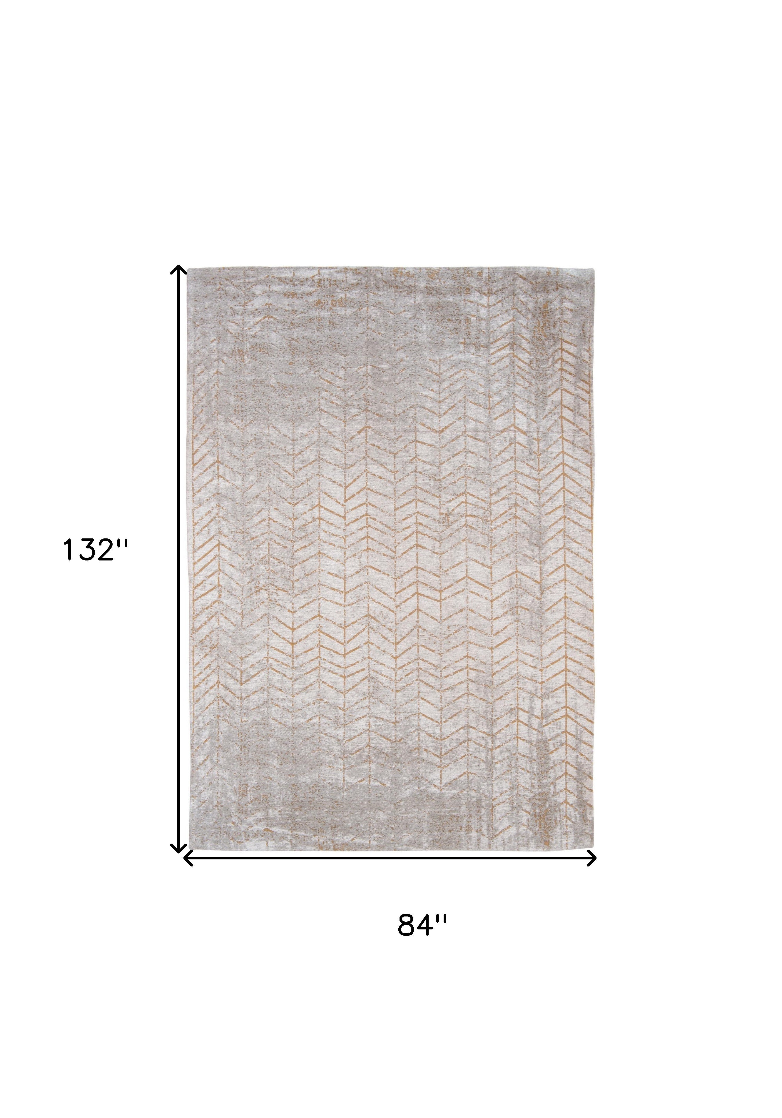 8' x 11' Gray and Yellow Chevron Non Skid Area Rug