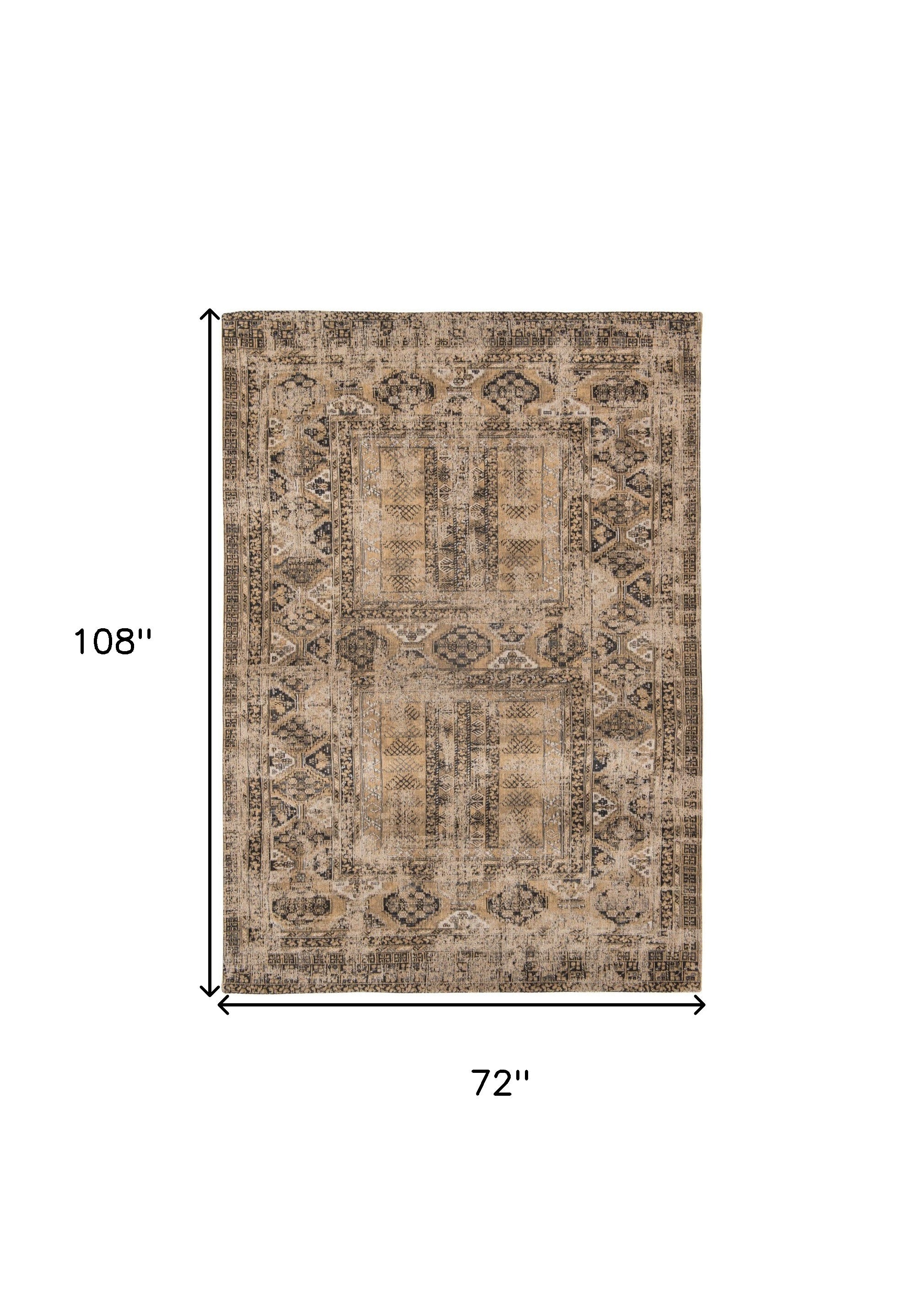 7' x 9' Brown Oriental Non Skid Area Rug