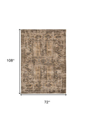 7' x 9' Brown Oriental Non Skid Area Rug