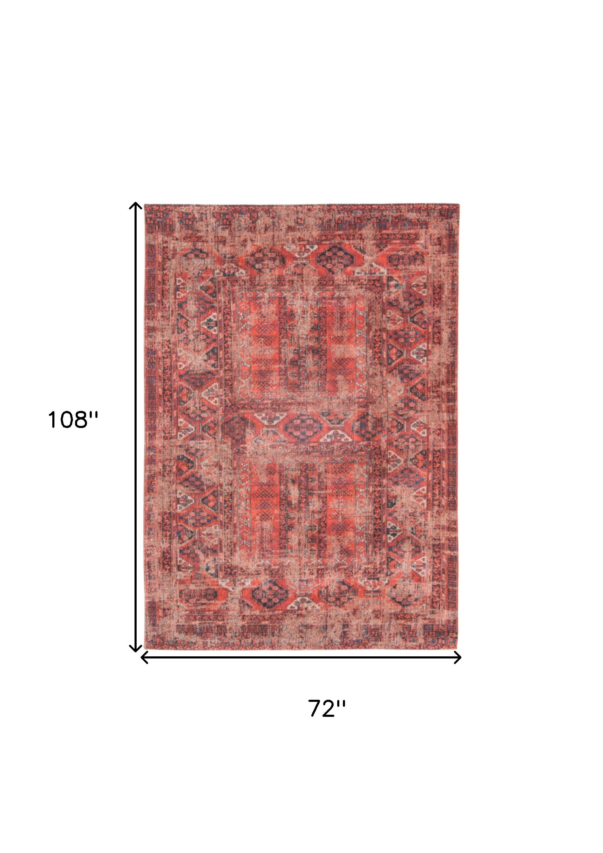 7' x 9' Red Oriental Non Skid Area Rug
