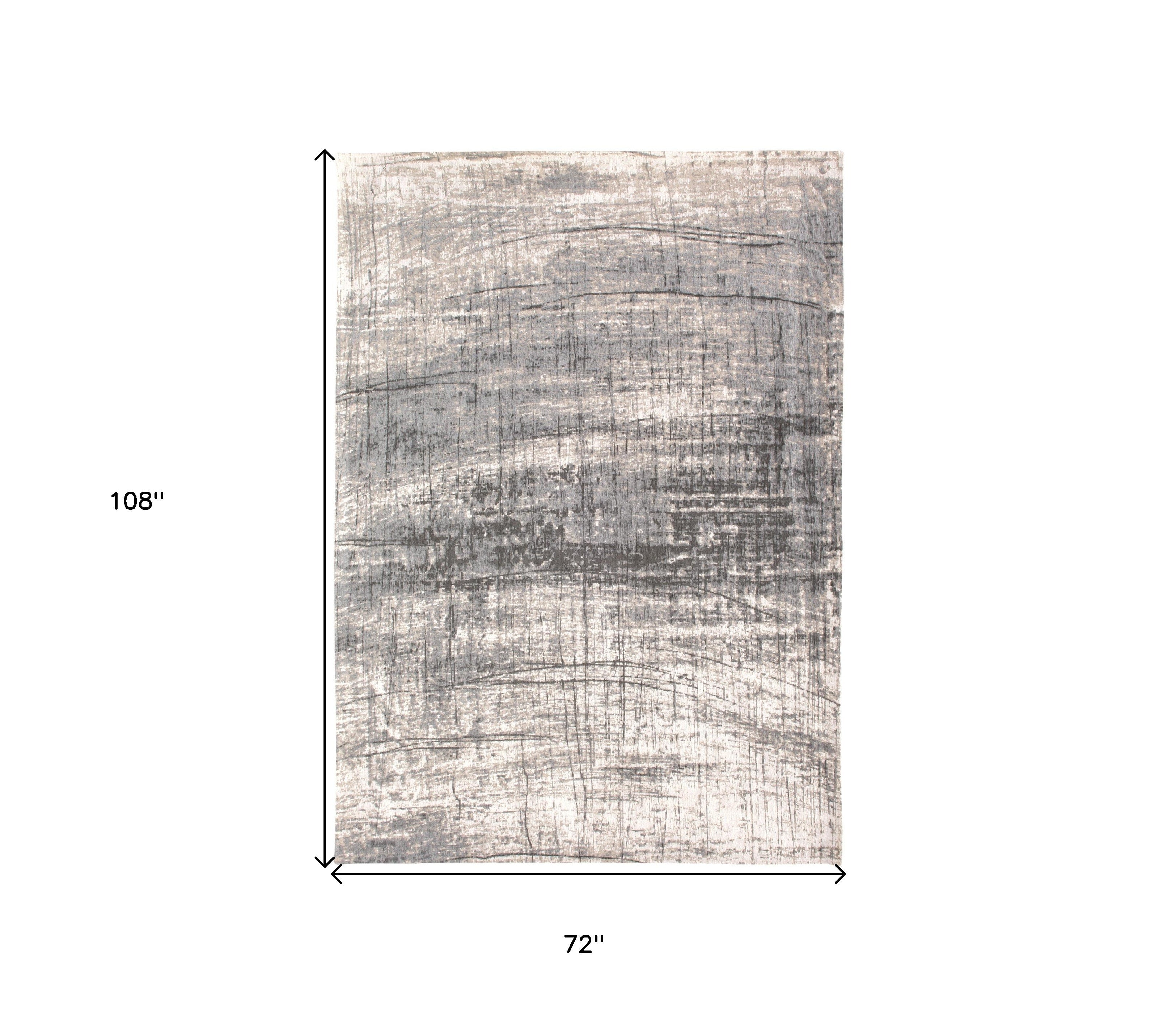 7' x 9' Gray and White Abstract Non Skid Area Rug