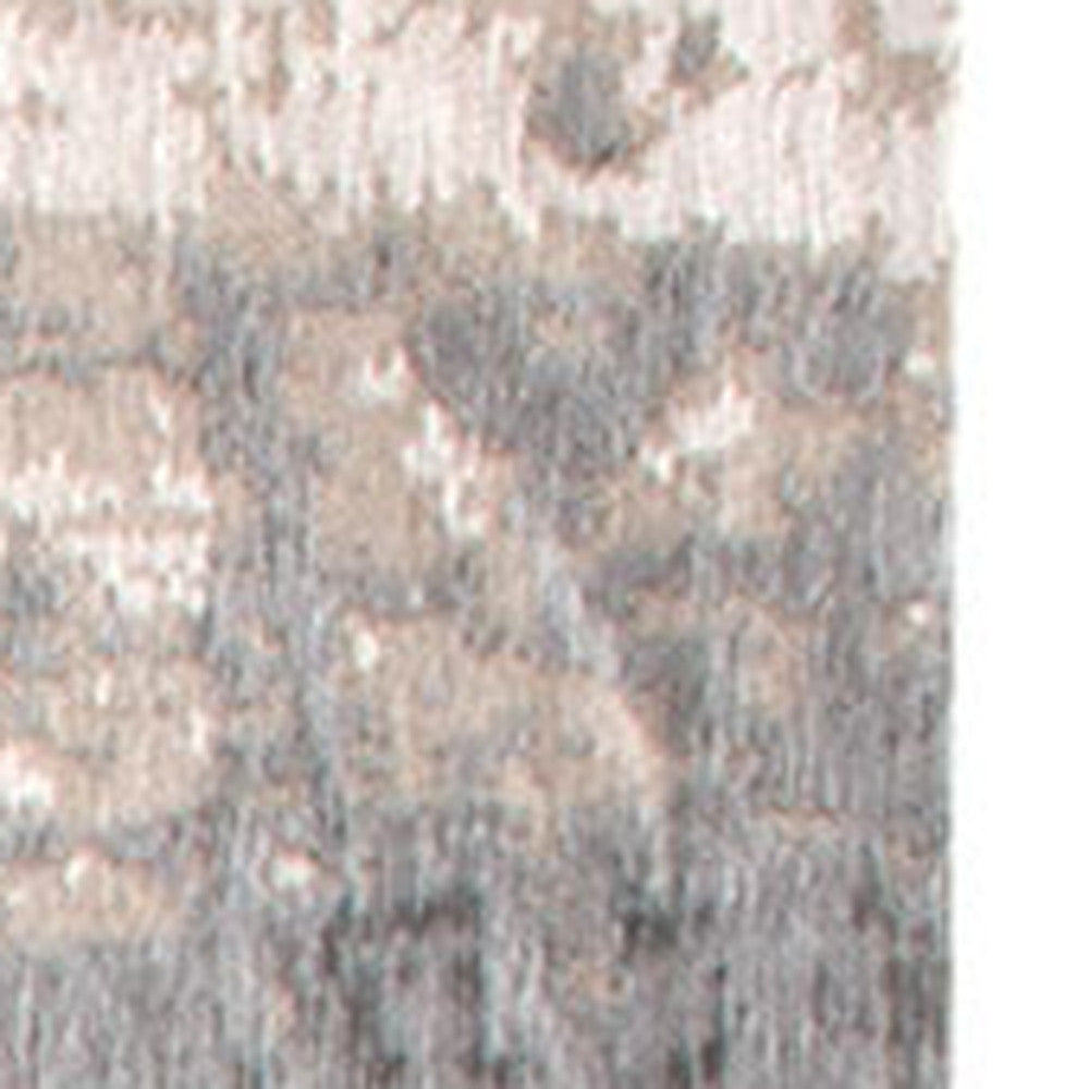 7' x 9' Gray and White Abstract Non Skid Area Rug