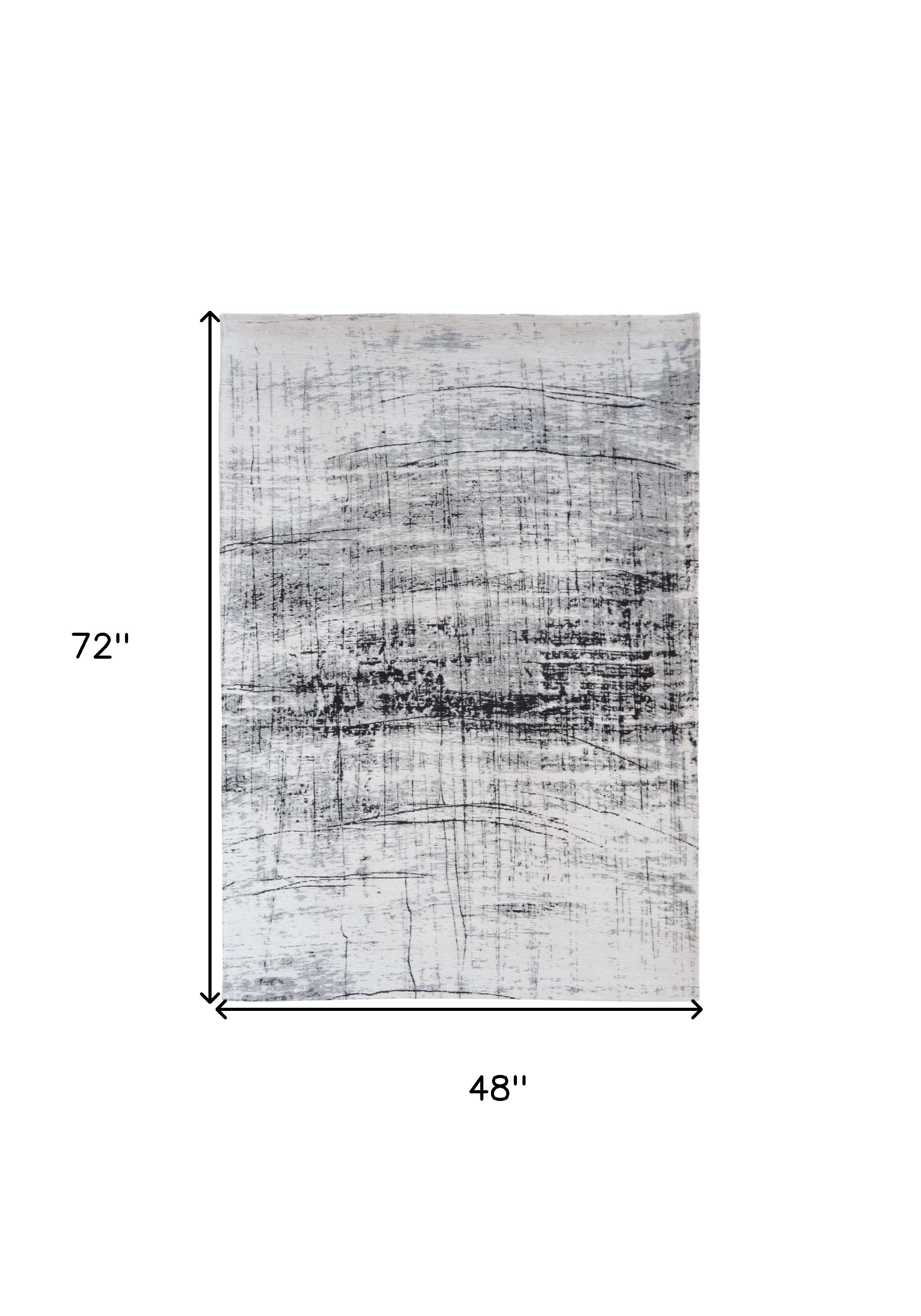 5' x 7' Black and White Abstract Non Skid Area Rug