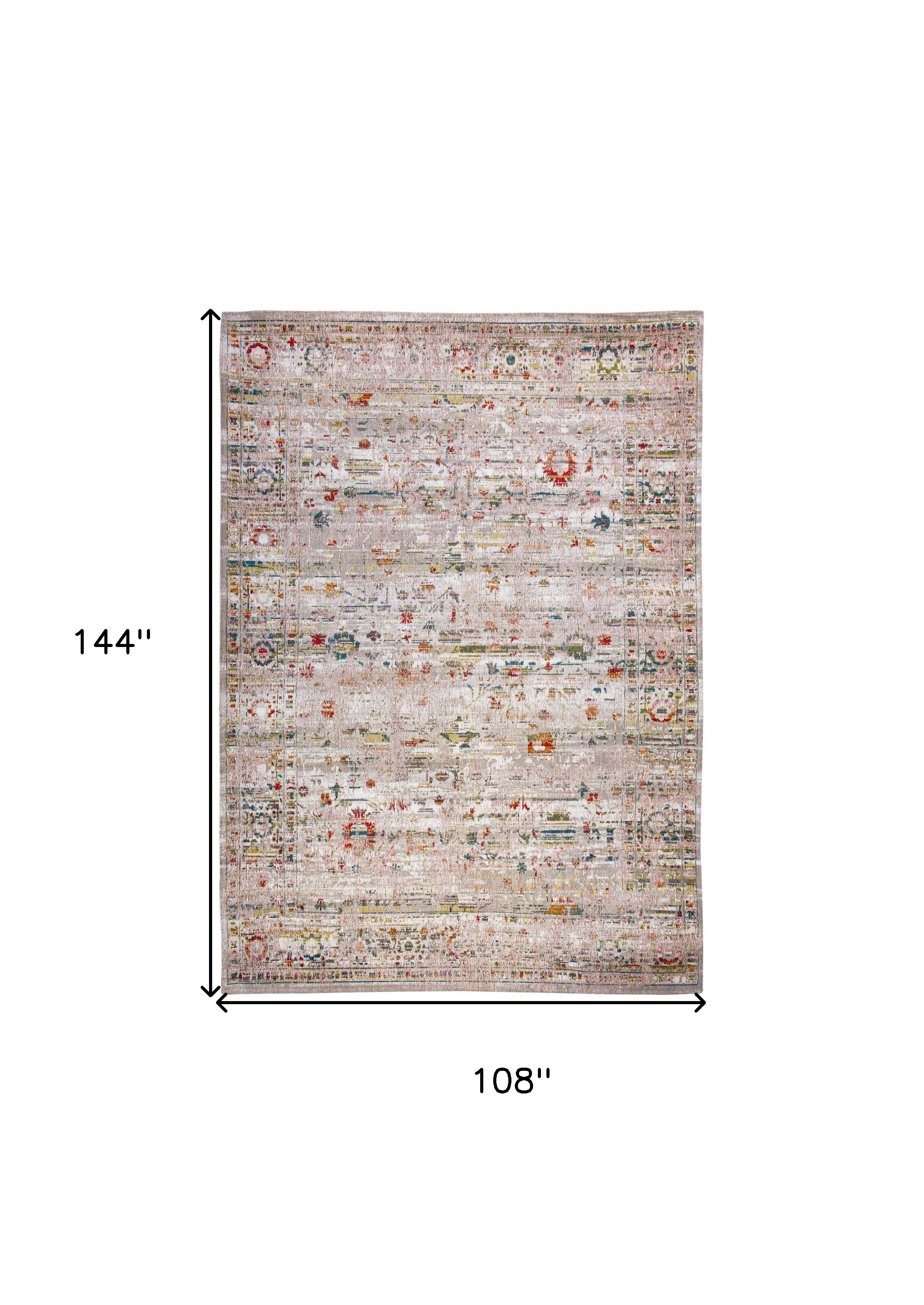 9' X 13' Gray and Brown Oriental Non Skid Area Rug