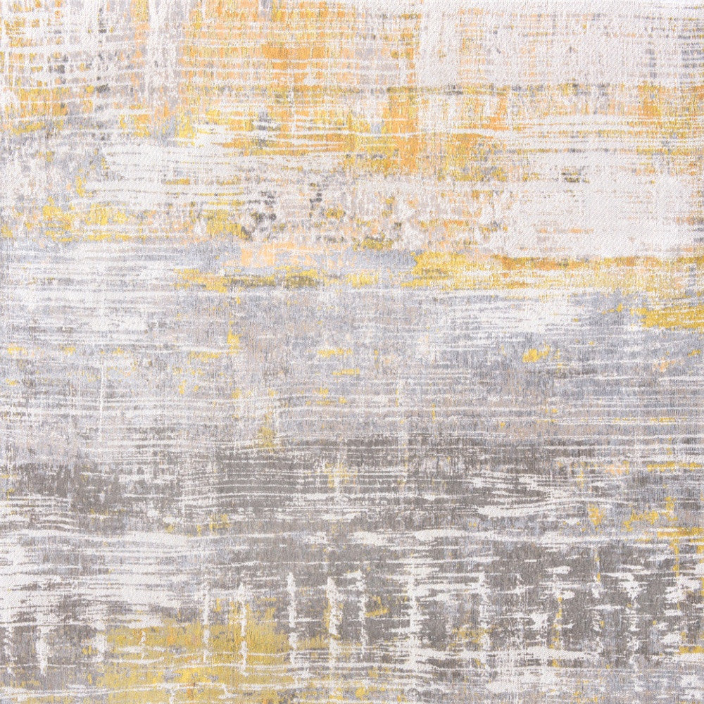 5' x 7' Gray and Yellow Abstract Non Skid Area Rug