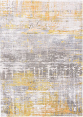 5' x 7' Gray and Yellow Abstract Non Skid Area Rug