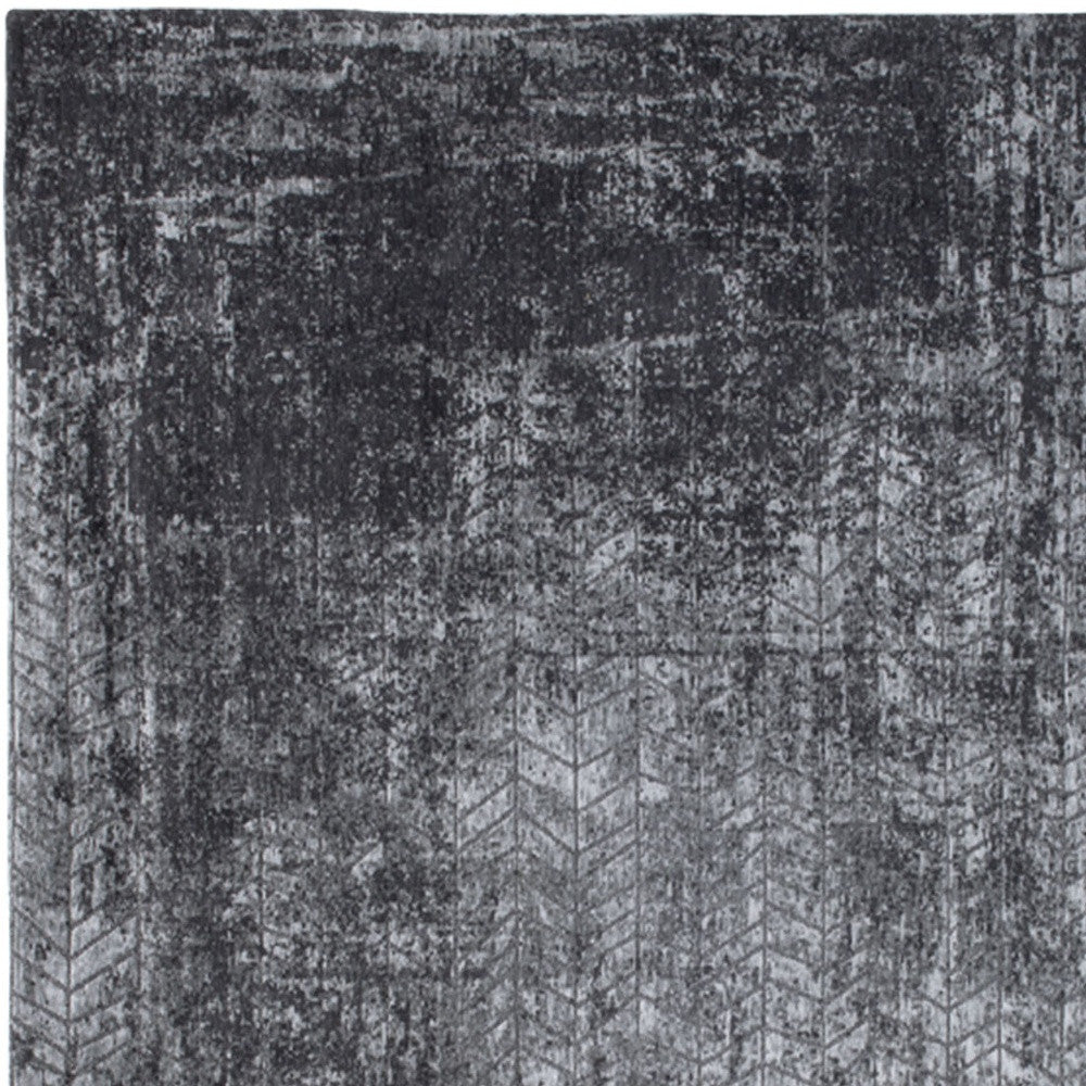 5' x 7' Black and Gray Chevron Non Skid Area Rug